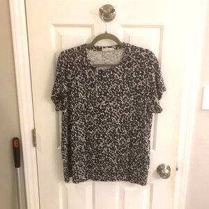 Marine Layer black and white floral print cotton swing tee, XL